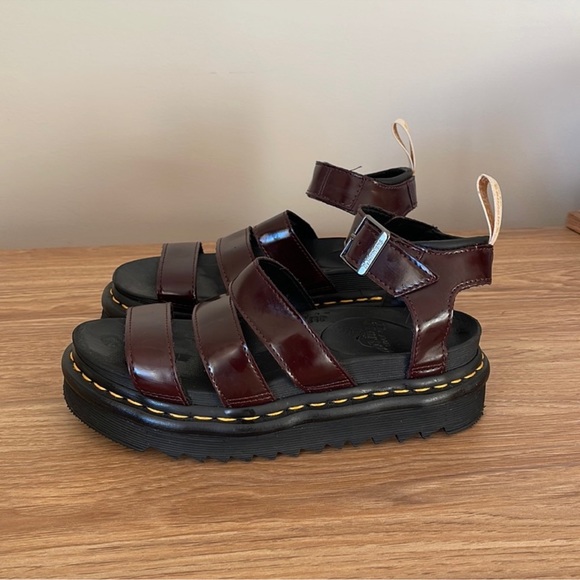 Dr Martens Blaire Sandals Patent Burgundy - Picture 2 of 4